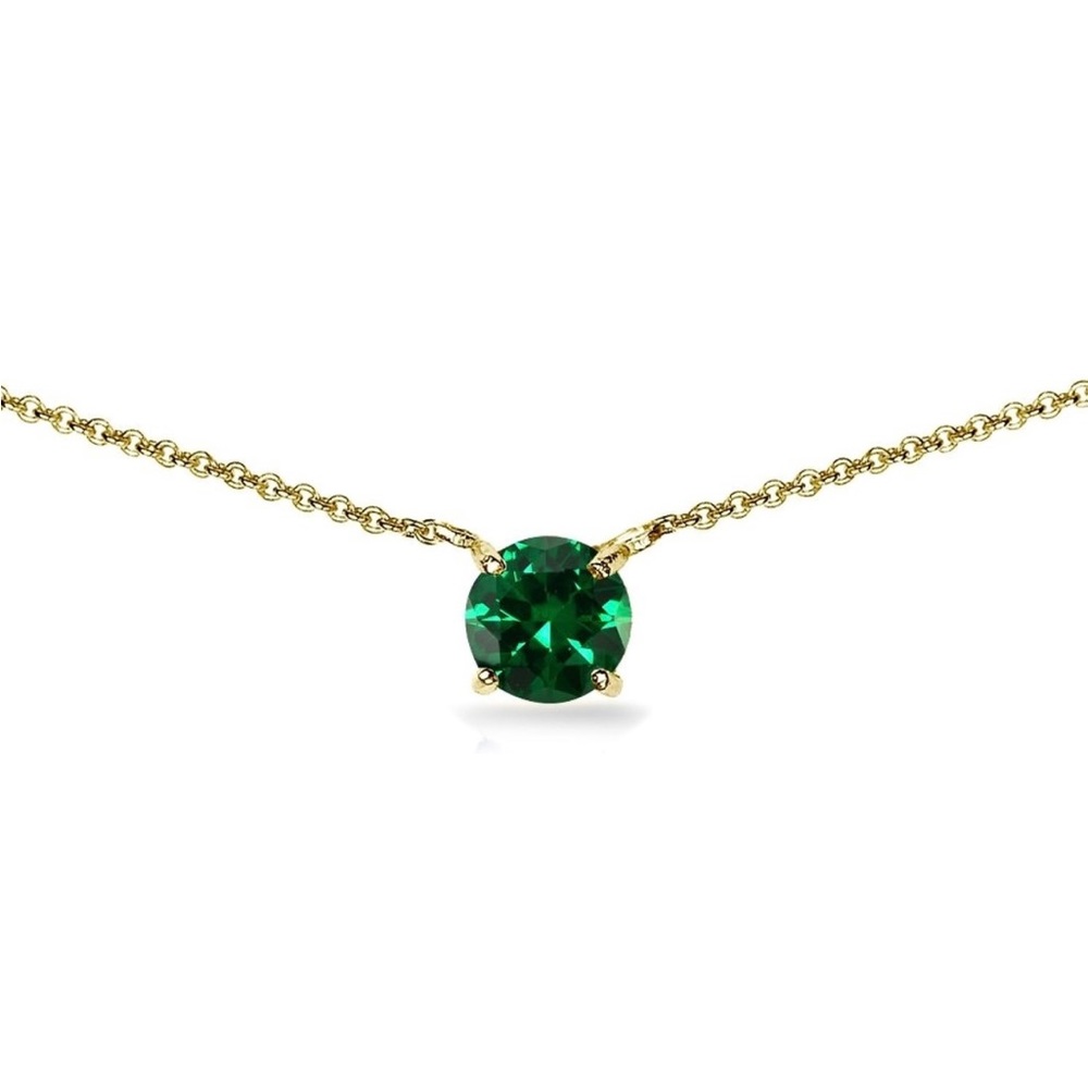 Emerald Birthstone Necklace Gold